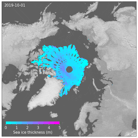 Animated time series of drift-aware sea ice thickness maps for 2019–2020 using CryoSat-2 measurements