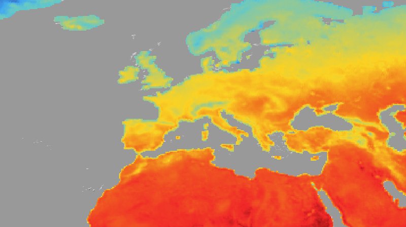 Land surface temperture Europe and North Africa in April 2012